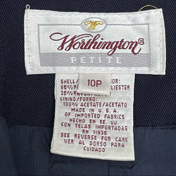 WORTHINGTON -  WOMEN’S PETITE SKIRT SUIT | SZ 10P | NAVY BLUE - Picture 10 of 11